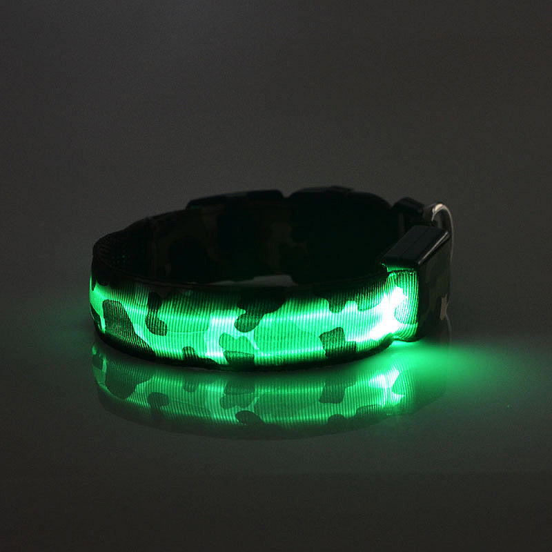 Camouflage LED Dog Collar — Light Up the Night Walk