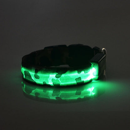 Camouflage LED Dog Collar — Light Up the Night Walk