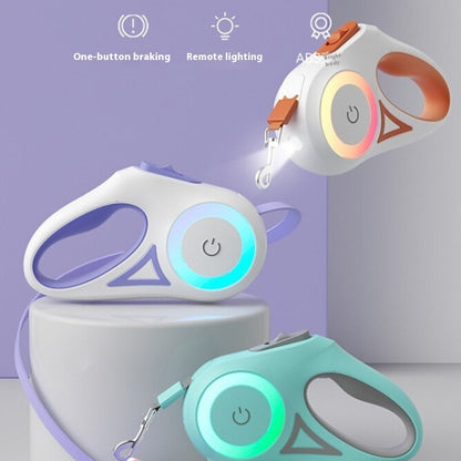 Retractable Dog Leash with Collar — One-Hand Brake & Lock