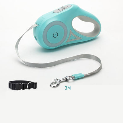 Retractable Dog Leash with Collar — One-Hand Brake & Lock