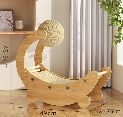 Moon Boat Cat Scratch Board with Chasing Ball