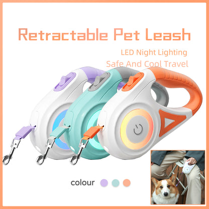 Retractable Dog Leash with Collar — One-Hand Brake & Lock