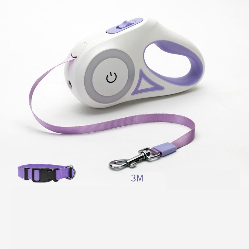 Retractable Dog Leash with Collar — One-Hand Brake & Lock