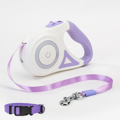 Retractable Dog Leash with Collar — One-Hand Brake & Lock